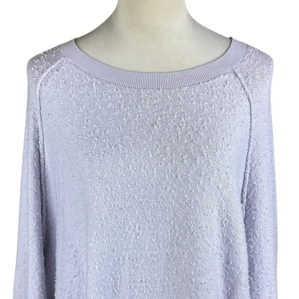 Free People S Lilac Purple Textured Cozy Relaxed Fit Long Sleeve Knit Pullover